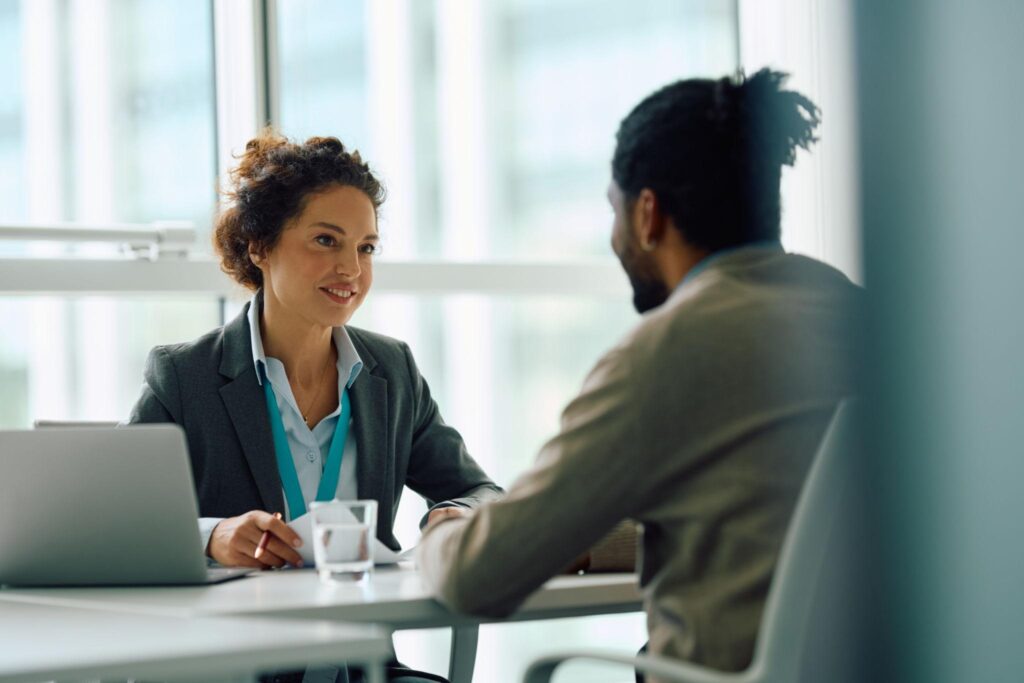 Recruitment professional reviewing a candidate's application for a local business